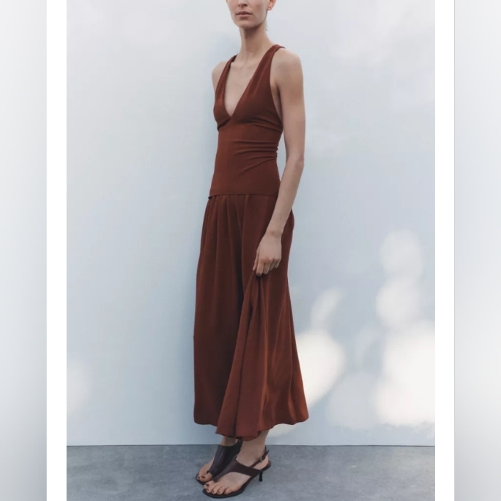 Zara Contrasting Midi Dress